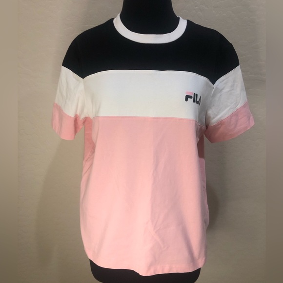 Fila Tops - Fila Color Block T Shirt Pink Black White Size L 🐨 2/$15 🐨